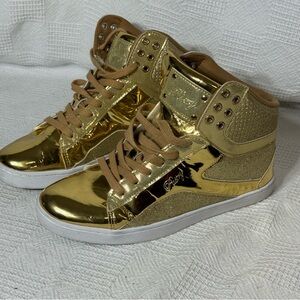 Pastry PopTart Glitter High-Top Gold Sneaker & Dance Shoe Womens 10M Pat Leather